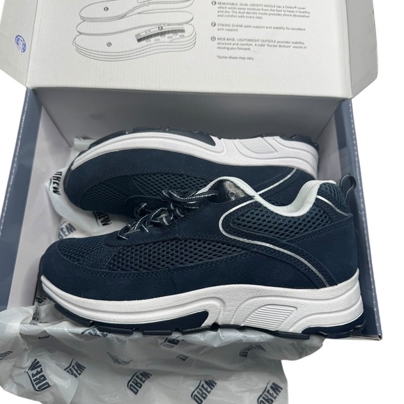 Drew Aaron Shoes Men's 8 Wide Navy Combo New Orthopedic - Picture 1 of 8